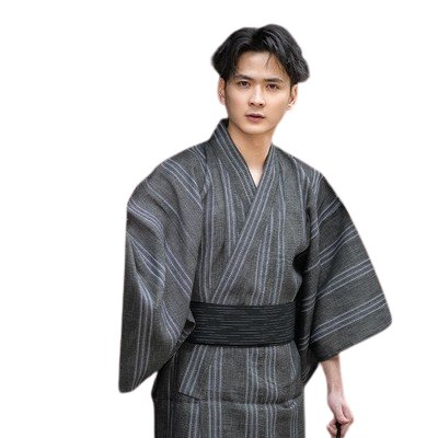 Kimono japonais homme Gris - Image 2