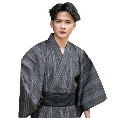 Kimono japonais homme Gris - Image 4