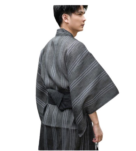 Kimono japonais homme Gris - Image 6