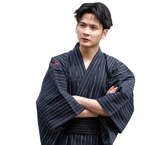 Kimono Traditionnel Japonais Noir - Image 3