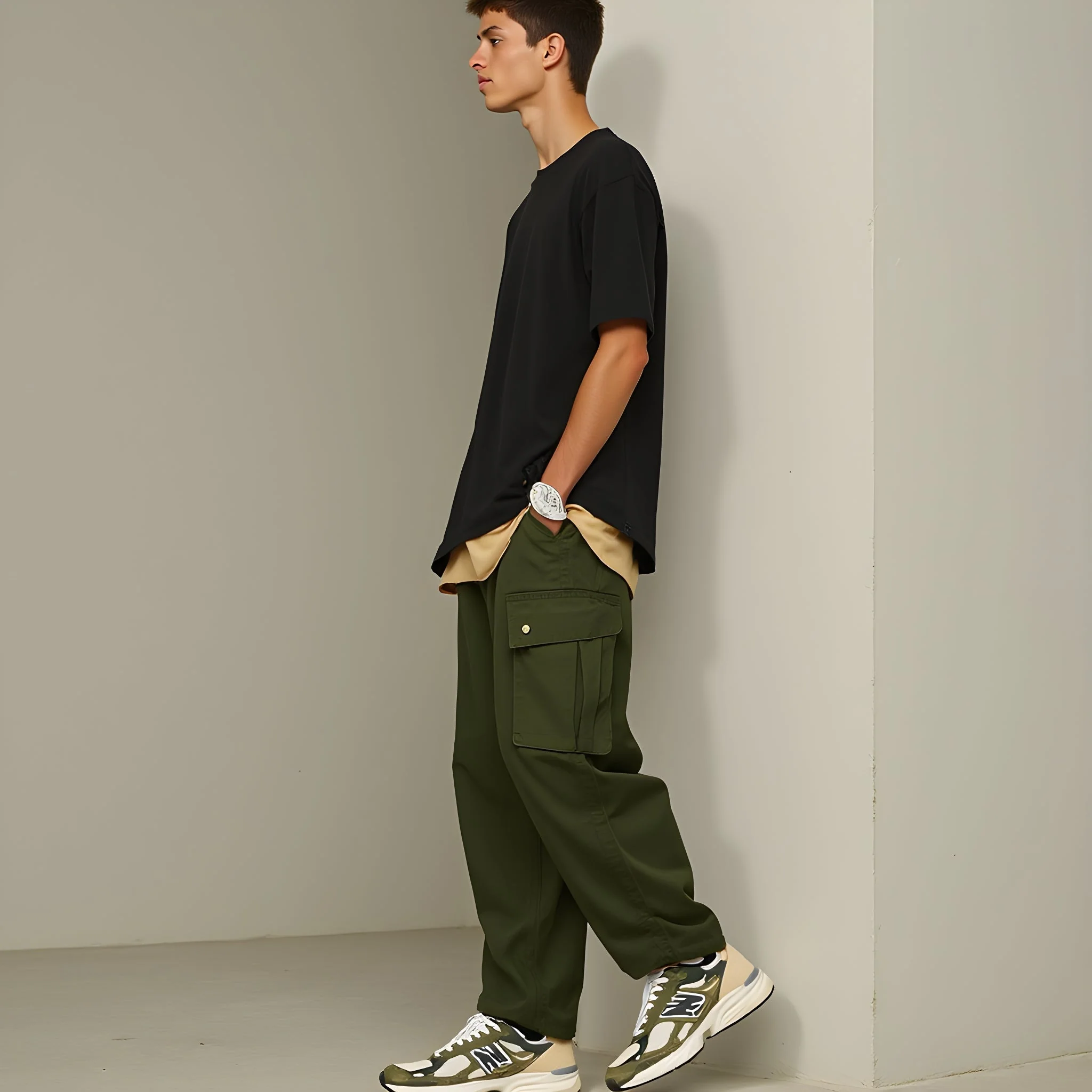Pantalon Cargo Vert Homme - Image 6