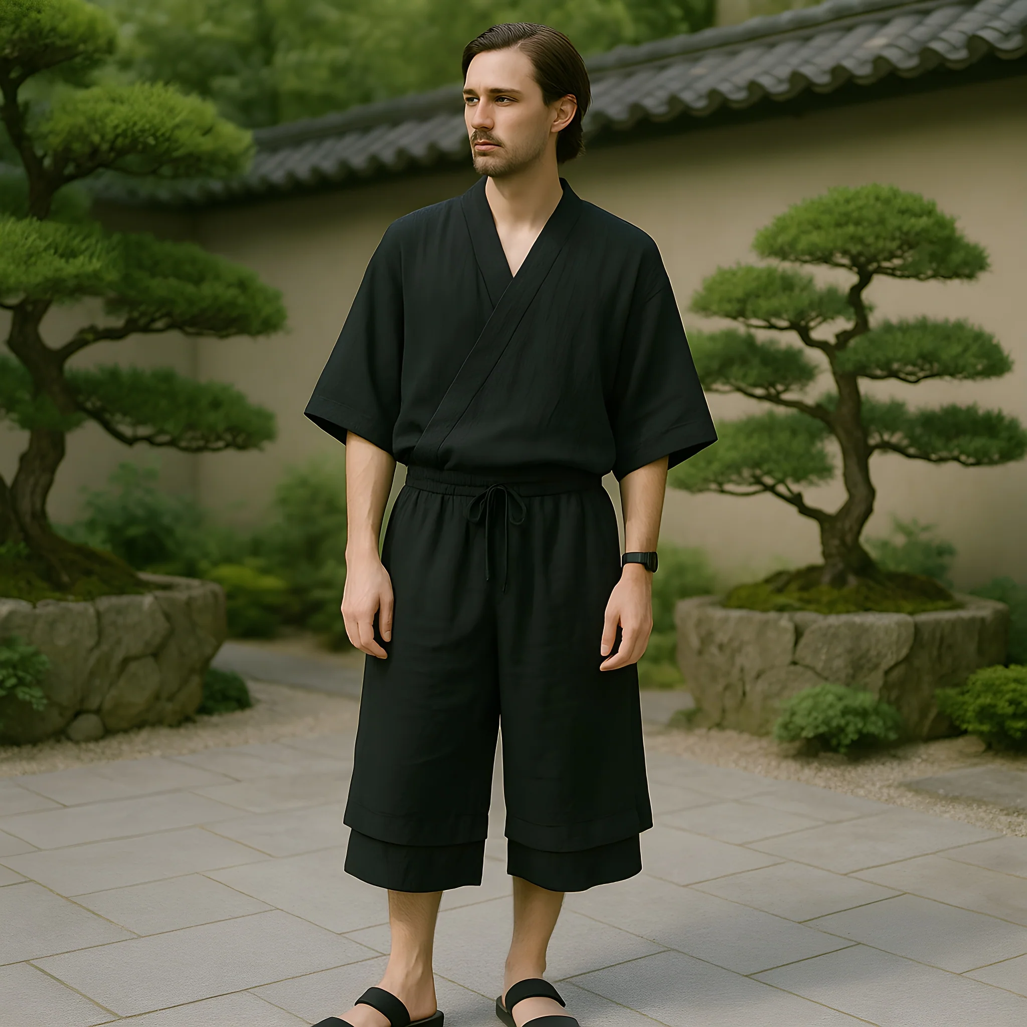 Short Japonais En Lin - Image 11