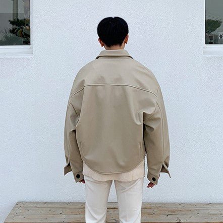 Veste En Cuir Beige - Image 2