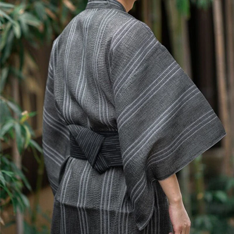 Yukata Homme Japonais Traditionnel Rayé - Image 2
